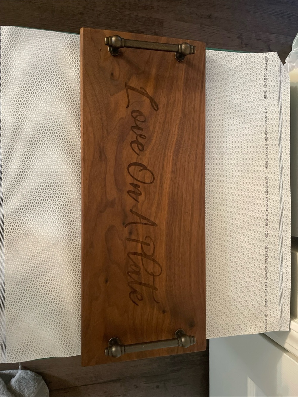 Wood Serving Tray with Handles - 'Love On A Platter'